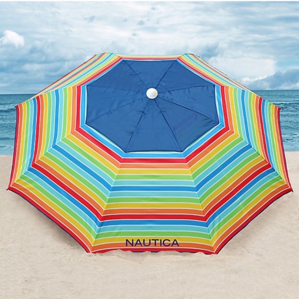 Nautica Beach Umbrella rainbow 7 feet of coverage